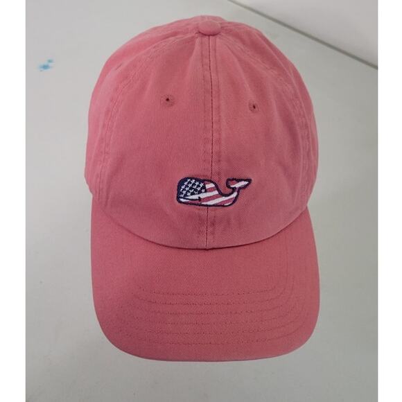 Vineyard Vines Accessories - Vinyard Vines Hat Adjustable Pink Baseball Hat Preppy Flag Whale Hat Fun Casual